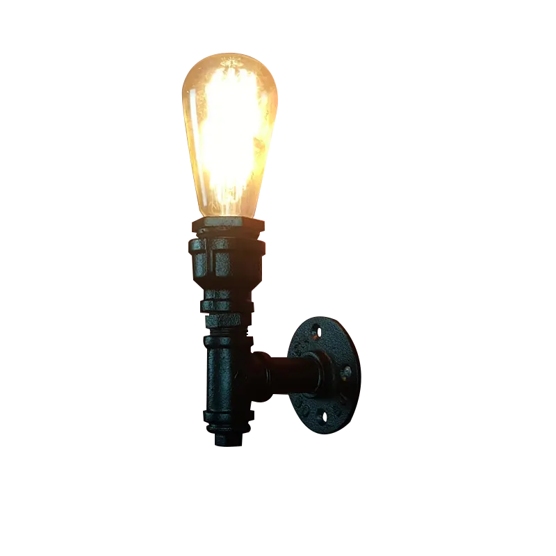 Vintage E27 Single Head Wall Mounted Light Water Pipe Iron Wall Lamp Bronze Bracket Industrial Style Balcony Dining Room
