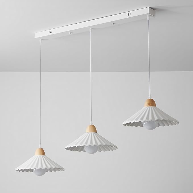 Modern Design Solid Wood E27 Pendant Lamp Creative Pleated Cloth Large Hanging Bedroom Bedside Restaurants Bars AC Power