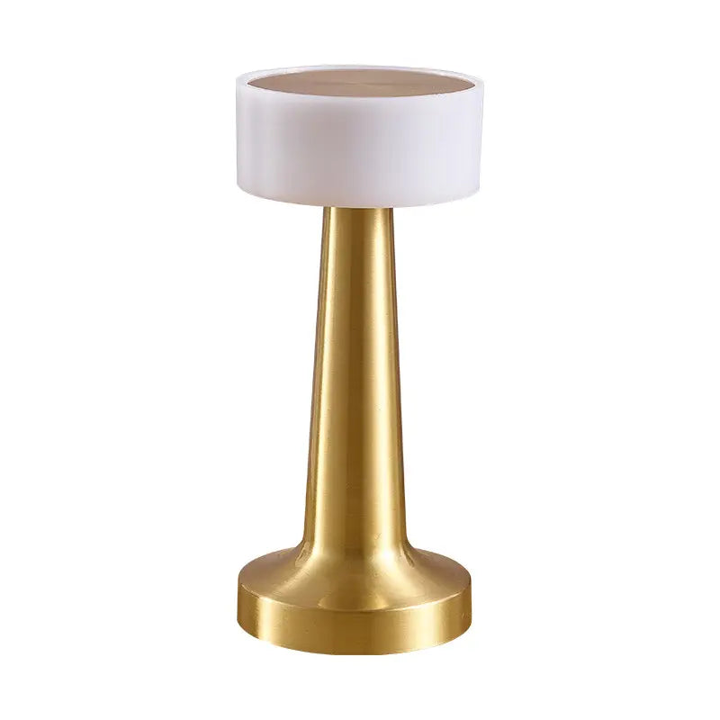 Hot Selling Modern Nordic Metal Gold LED Dining Table Lamp Round Shade Bedroom Bedside Lamps with Rechargeable Power Supply