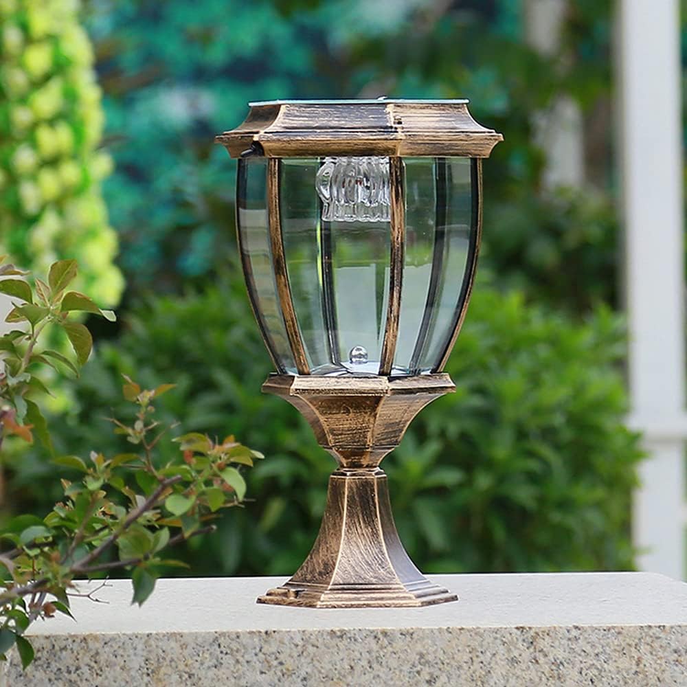 European Style 2W Solar LED Garden Column Light Premium Aluminum Gate Driveway Outdoor Lighting