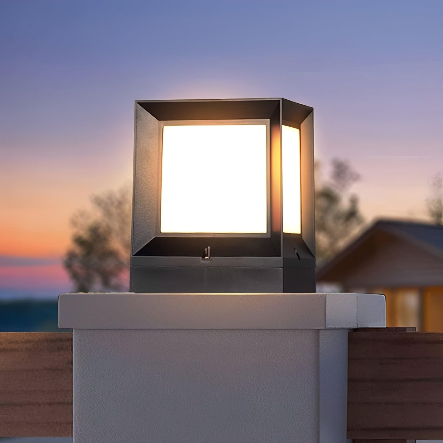 Hot Selling Modern Garden Cube Outdoor Solar Gate Post Pillar Light LED Source Aluminum Lamp Body