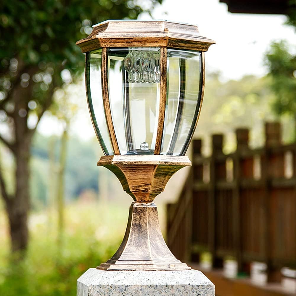 European Style 2W Solar LED Garden Column Light Premium Aluminum Gate Driveway Outdoor Lighting
