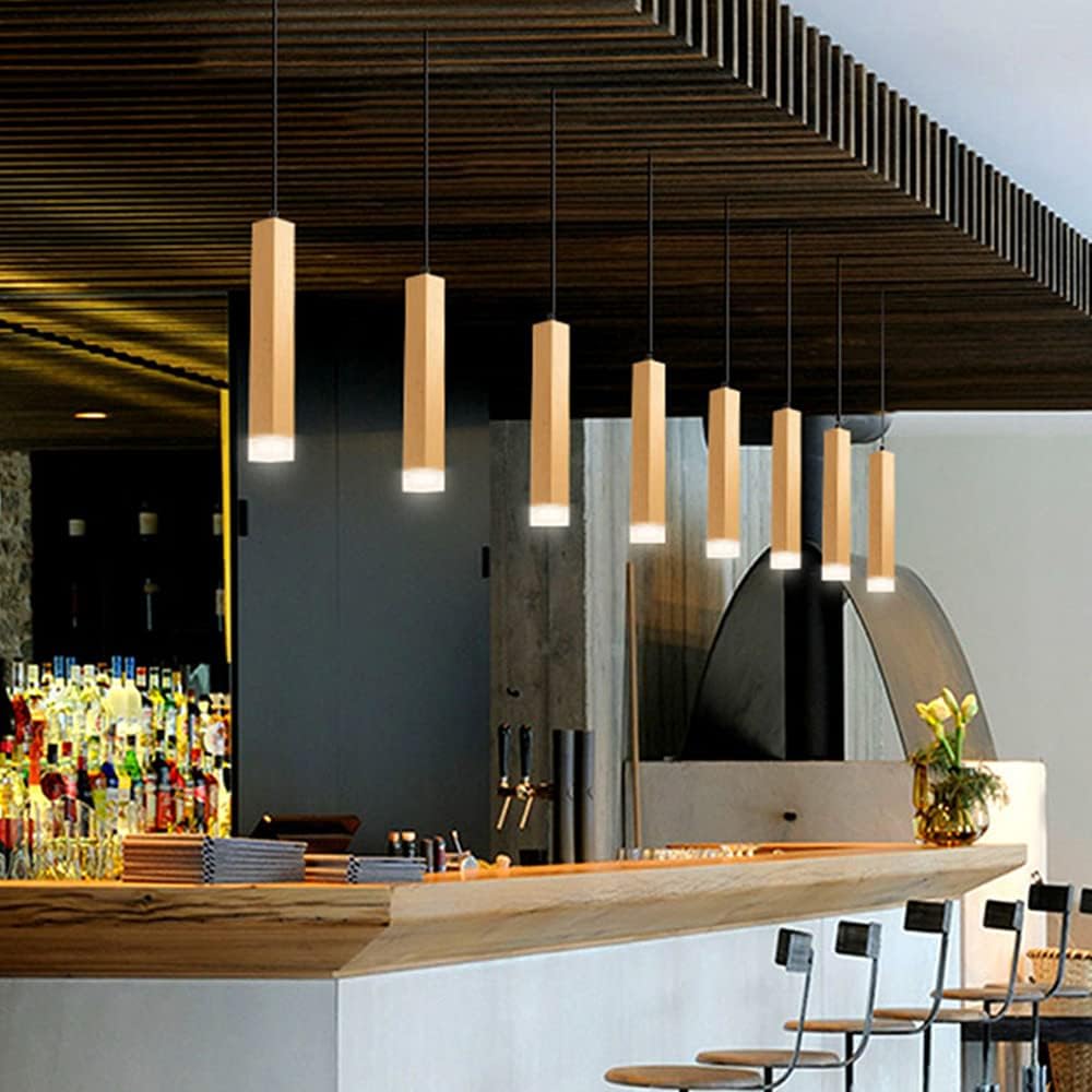 7W LED Cylinder Light Pendant Lamp Dimmable Three-Color Long Tube Suspension Bedroom Living Room-Golden Chandelier Simplicity