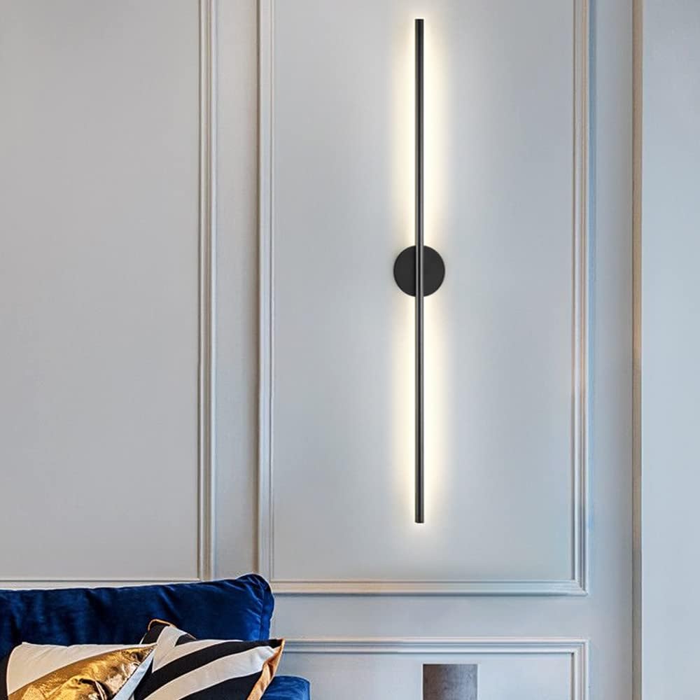 Modern Luxury LED Wall Lamp for Bedroom Living Room Aluminum Waterproof PVC Long Tube Black Indoor/Outdoor for Hotels