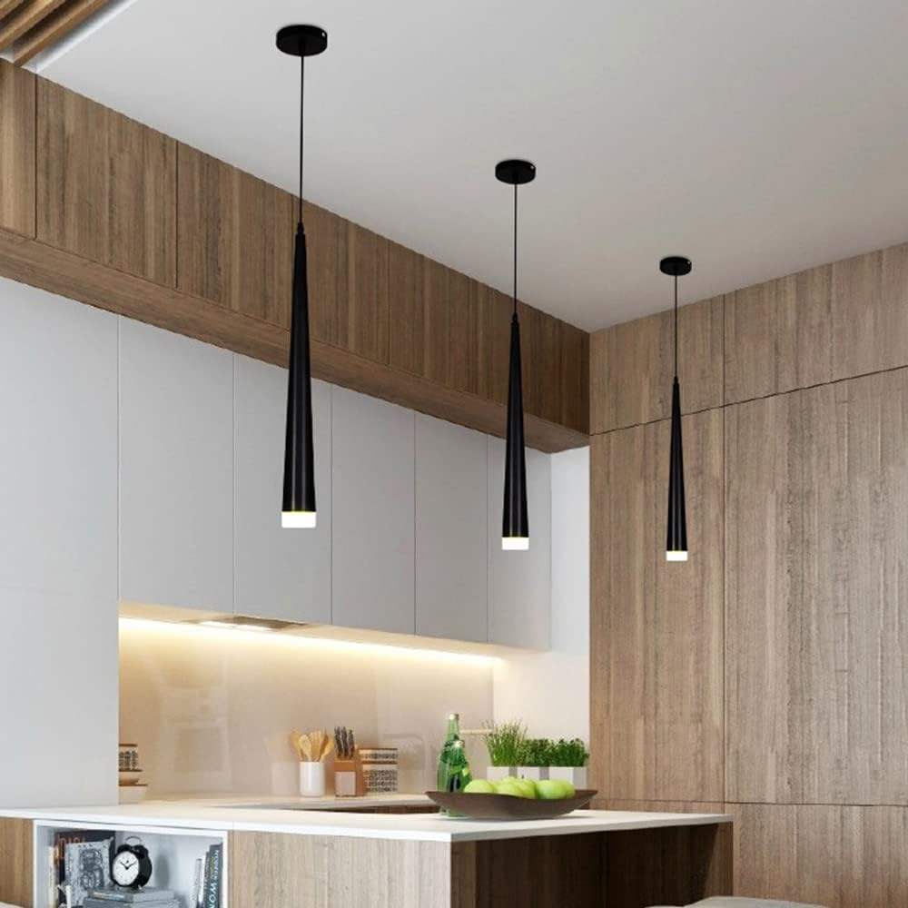 5W Black LED Hanging Pendant Lamp Cone Suspension Light Long Tube Aluminum Droplight Restaurant Chandelier Pendant Lights