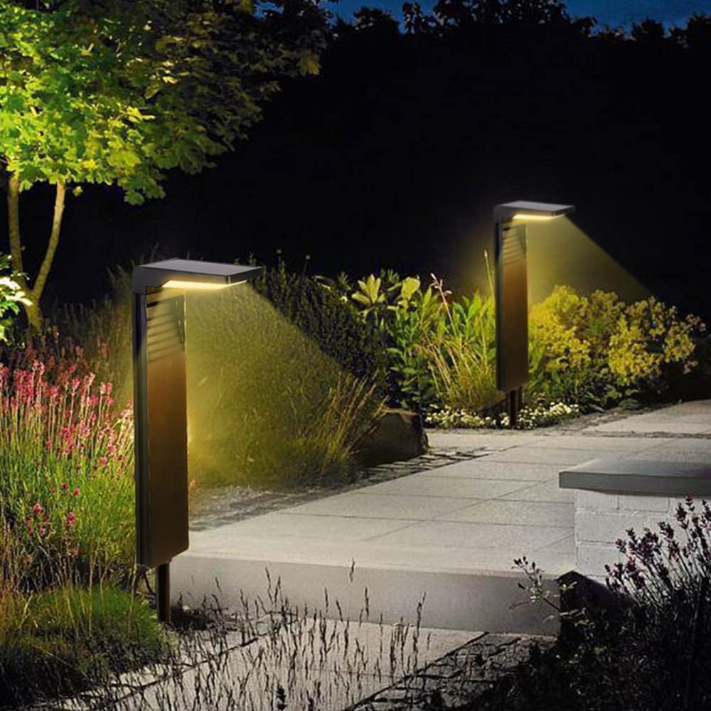 IP65 Waterproof Outdoor Aluminum Matte Black 2W LED Solar Landscape Path Light Luxury Garden Patio Courtyard Driveway Lighting
