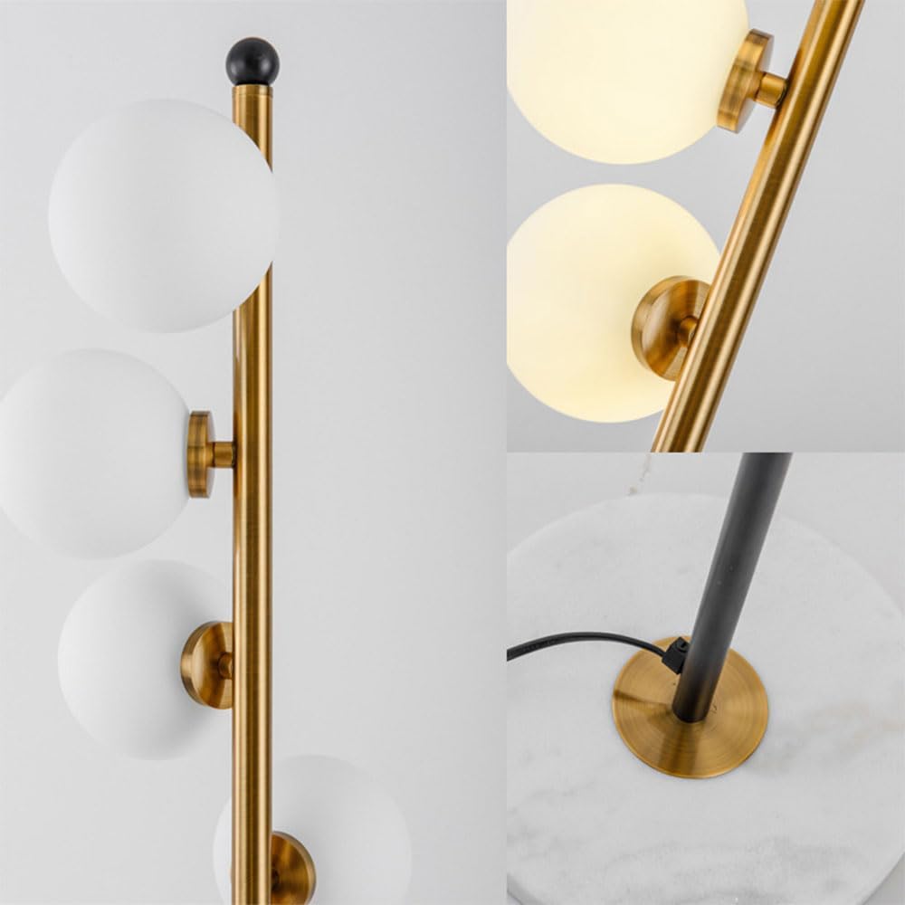 Nordic Luxury LED Vertical Light Modern Creative Personality Design Glass Ball Floor Lamp for Living Room & Bedroom White 90