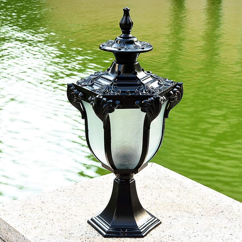 Vintage Retro IP44 Aluminum Lantern Patio Post Light Rustproof Pillar Lights IP65 Victoria Glass Style Column E27 Waterproof LED