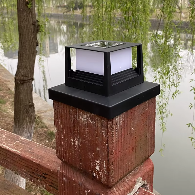 New Design Square Shape Led Pillar Lamp Solar Post Pillar Light Fits 4x4, 5x5 or 6x6 Wooden Posts Outdoor for Garden Fence