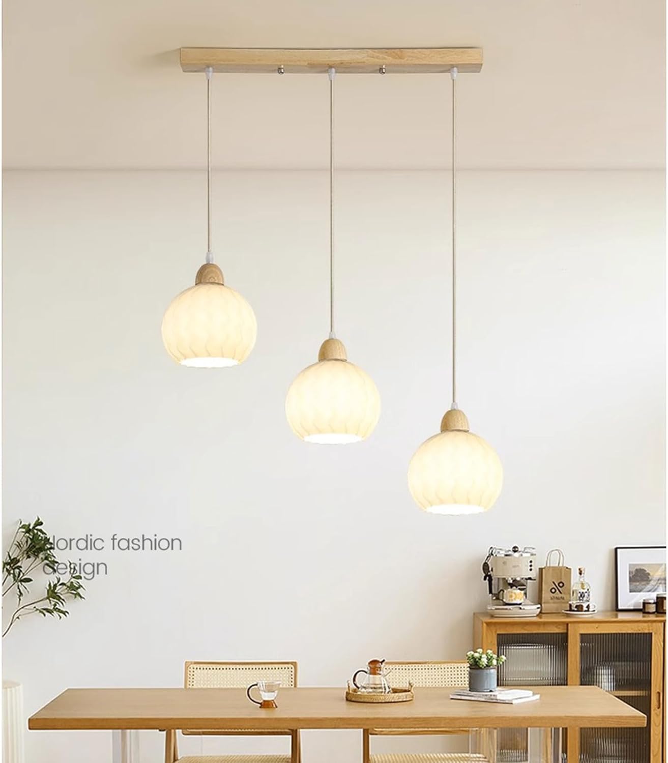 Triple E27 Pendant Light Simple Linear Chandelier 3-Lights Indoor Wood Chandeliers Dining Room Kitchen Chandelier Lighting