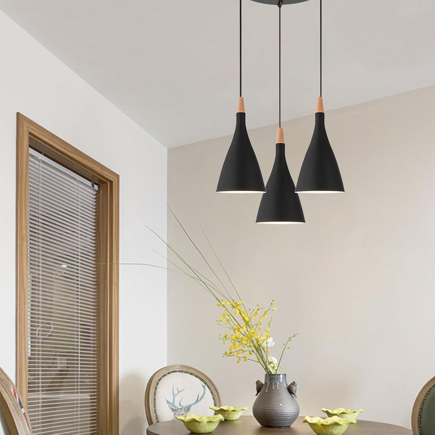 Modern Triple Pendant Lights Indoor Metal Shade Hanging Lamp Kitchen Island Lighting Dining Living Room Height Chandeliers LED