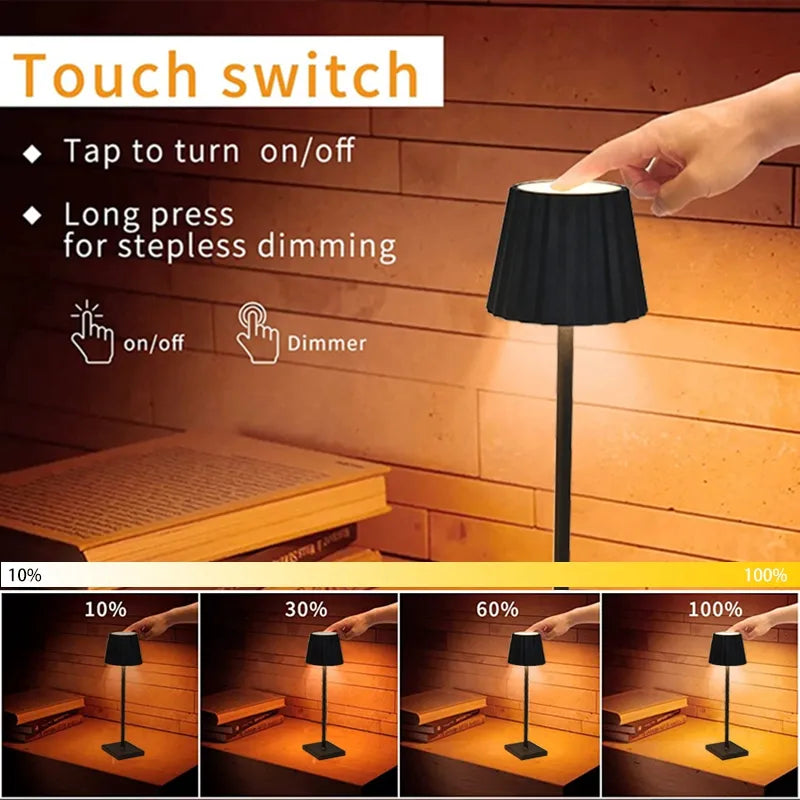 Modern LED Table Lamp Cordless Touch Control RGB Night Light Rechargeable Desk Lamp Iron Aluminum AC Room Use DC Restaurants