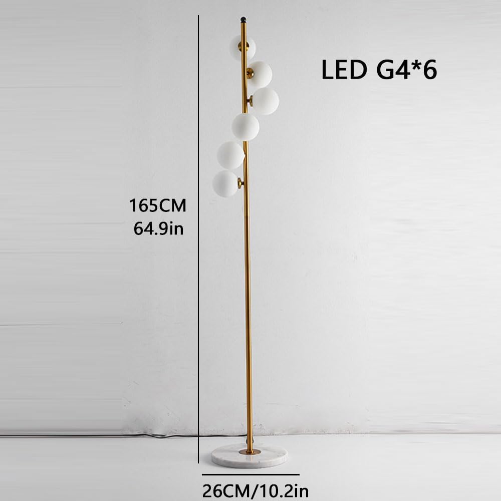 Nordic Luxury LED Vertical Light Modern Creative Personality Design Glass Ball Floor Lamp for Living Room & Bedroom White 90
