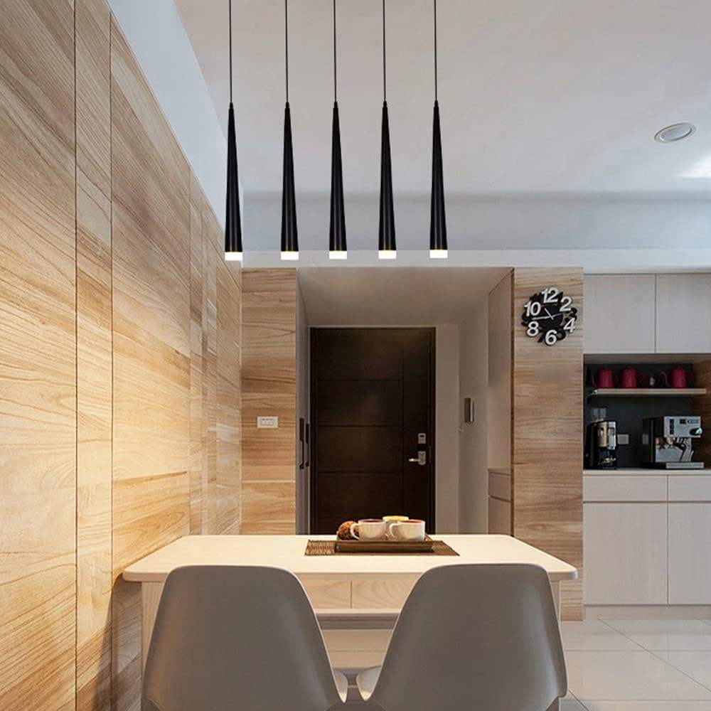 5W Black LED Hanging Pendant Lamp Cone Suspension Light Long Tube Aluminum Droplight Restaurant Chandelier Pendant Lights