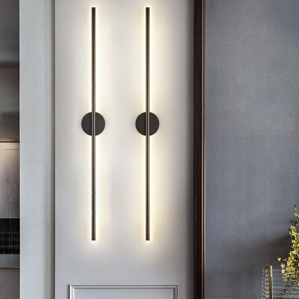 Modern Luxury LED Wall Lamp for Bedroom Living Room Aluminum Waterproof PVC Long Tube Black Indoor/Outdoor for Hotels