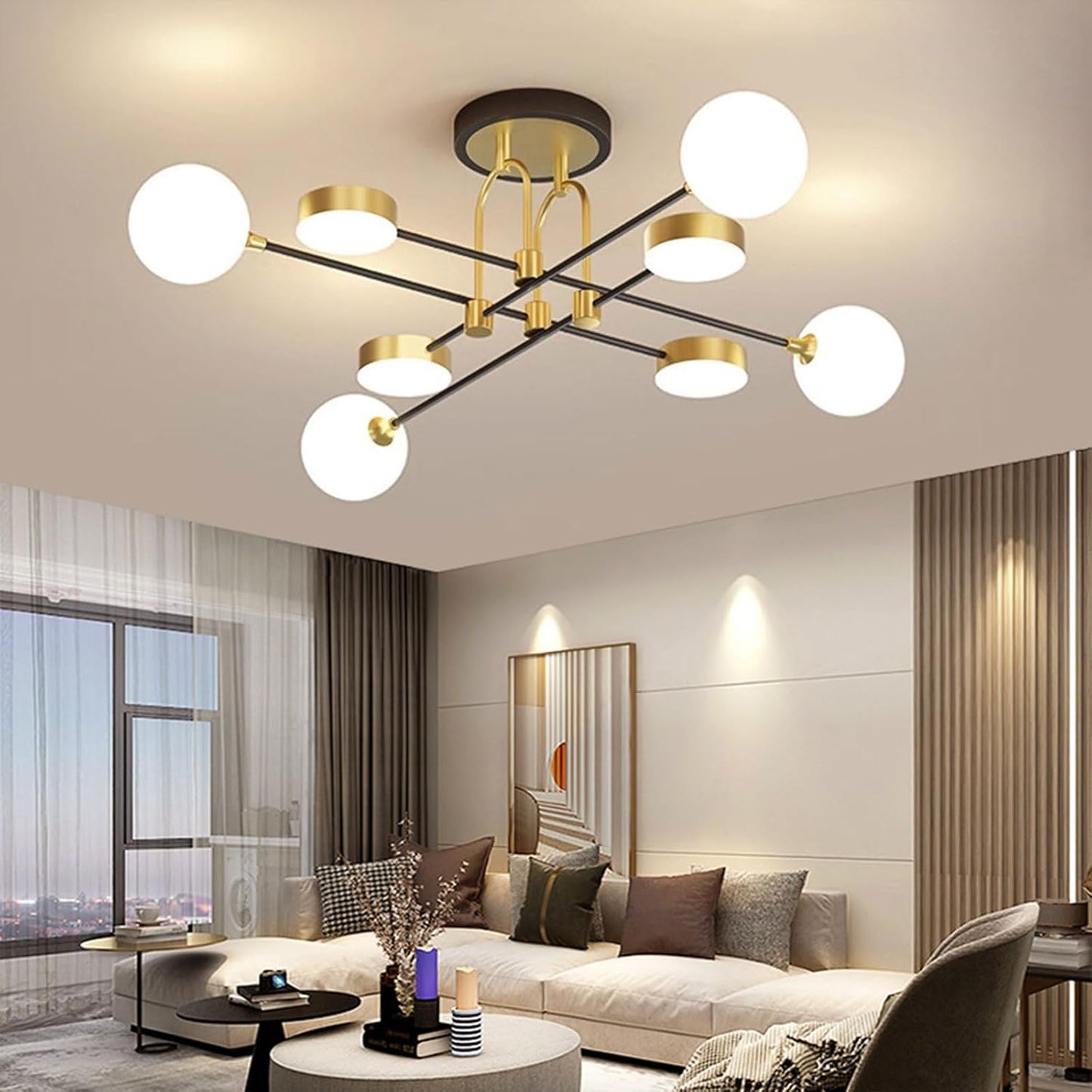 Mid Century Modern LED Ceiling Lights Creative Indoor Chandeliers 3 Color Temperatures Living Room Dining Room Bedroom Kitchen