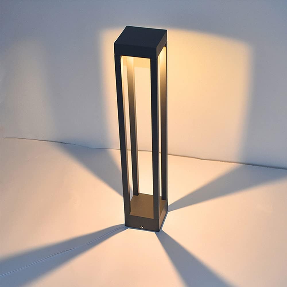 Outdoor Garden Stand Pole Pillar Waterproof Column Lawn Light Courtyard Pathway Post Bollards Light Stainless Steel Glass Solar