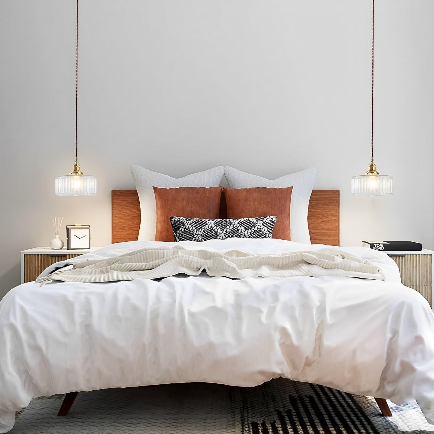Modern Nordic Pendant Light Single Head Round Crystal Chandelier with LED Glass Material