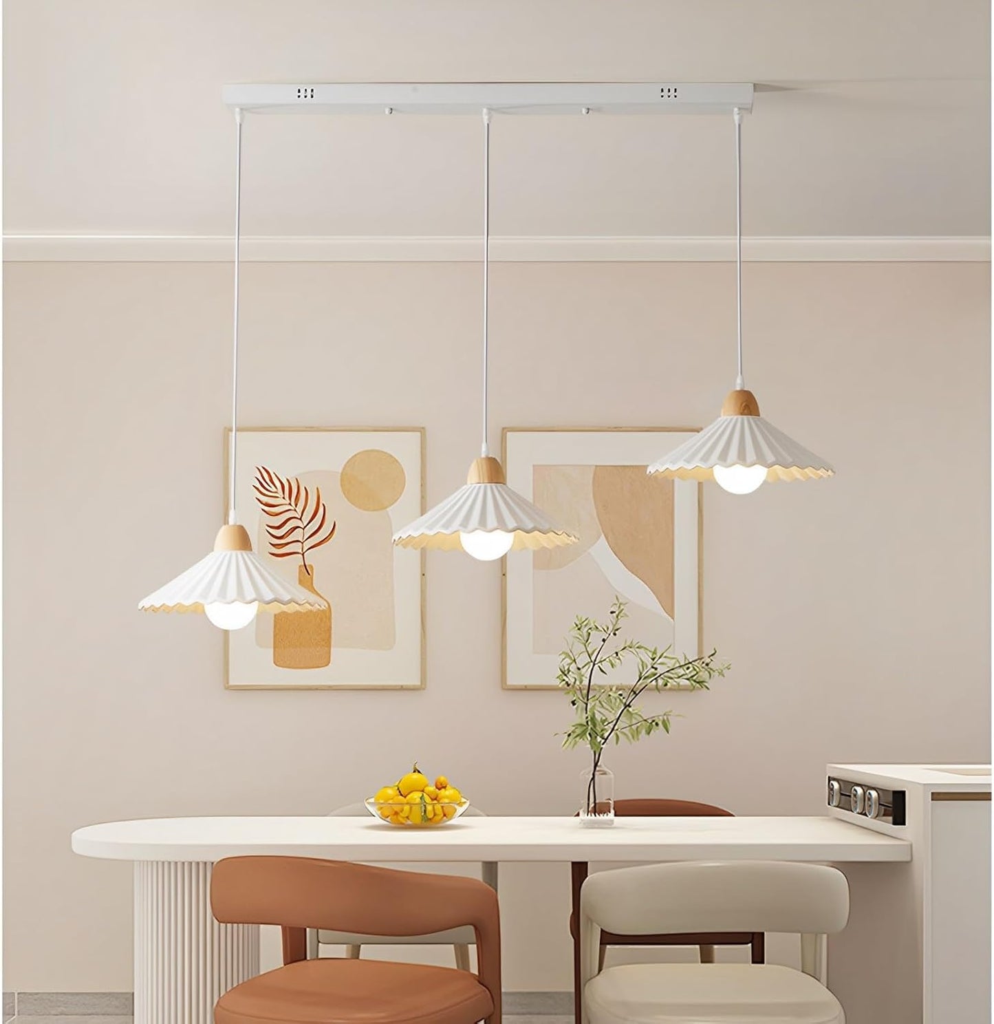 Modern Design Solid Wood E27 Pendant Lamp Creative Pleated Cloth Large Hanging Bedroom Bedside Restaurants Bars AC Power