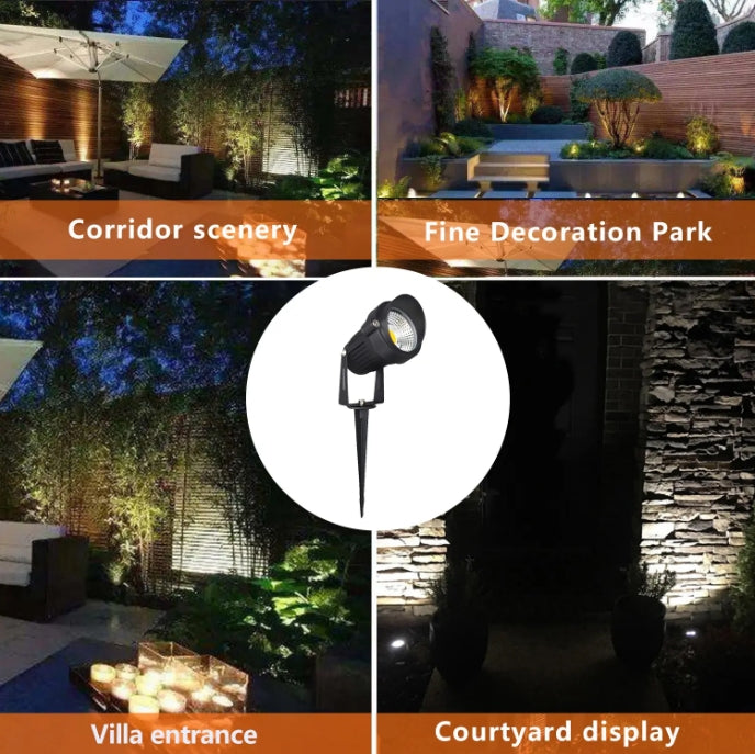 AC220V Dimmable LED Garden Spot Spike Light Outdoor Waterproof IP65 Landscape Lawn Lamp Aluminum Body Electric Power Supply