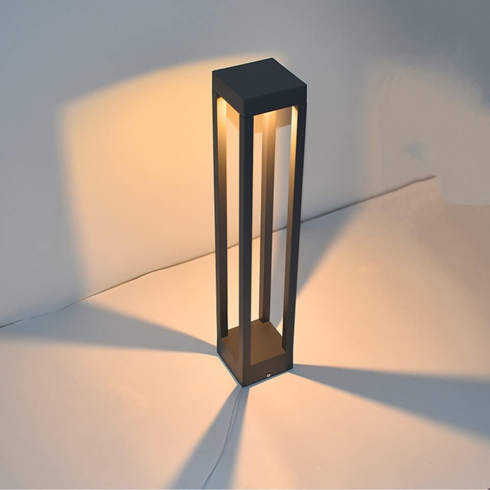 Outdoor Garden Stand Pole Pillar Waterproof Column Lawn Light Courtyard Pathway Post Bollards Light Stainless Steel Glass Solar