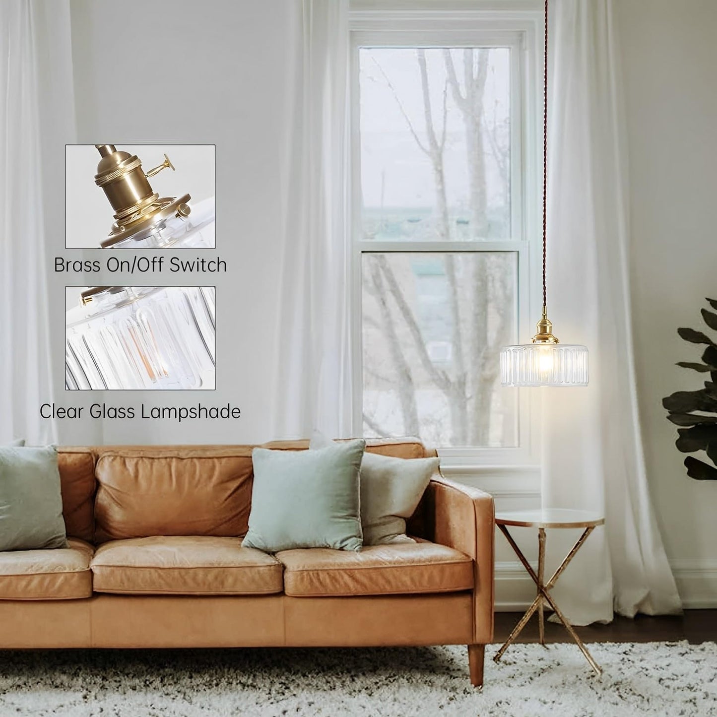 Modern Nordic Pendant Light Single Head Round Crystal Chandelier with LED Glass Material