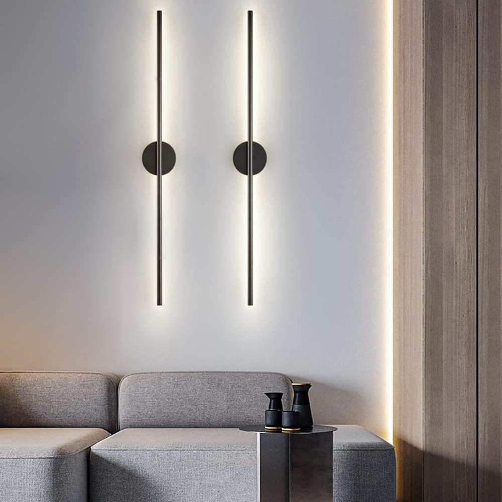 Modern Luxury LED Wall Lamp for Bedroom Living Room Aluminum Waterproof PVC Long Tube Black Indoor/Outdoor for Hotels