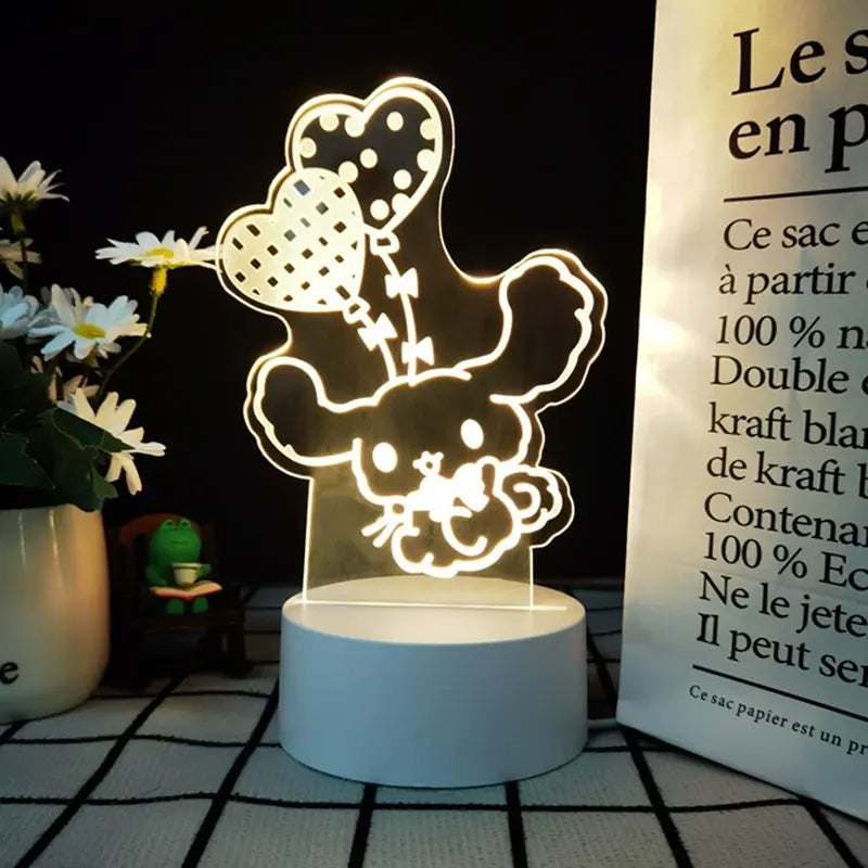 Sanrio Kuromi LED Night Light Cute Cinnamoroll USB-Powered Lamp Power Girls' Bedroom Table Decor Mini 60 Contemporary