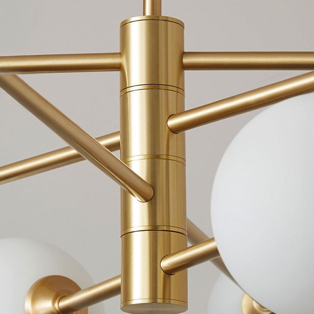 Elegant Indoor Copper Ceiling Light Fixture Creative Glass Pendant Multi-Lights Chandelier Living Kitchen Dining Room Boom Base