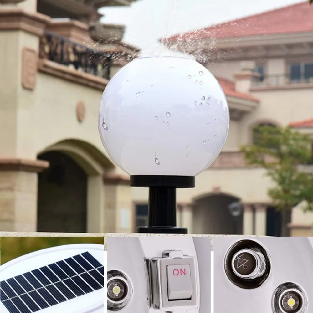 High Brightness IP65 Waterproof LED Solar Patio Landscape Pillar Lamp Electric Outdoor Decoration for Garden Lawn Courtyard DC