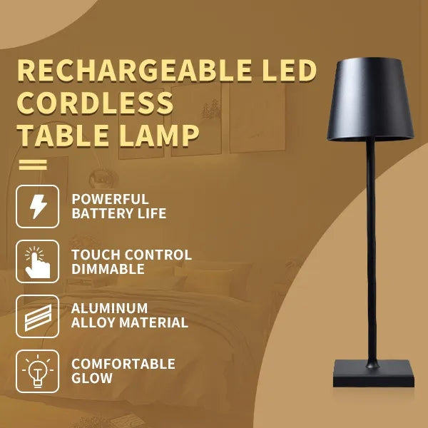 Modern LED Table Lamp Cordless Touch Control RGB Night Light Rechargeable Desk Lamp Iron Aluminum AC Room Use DC Restaurants