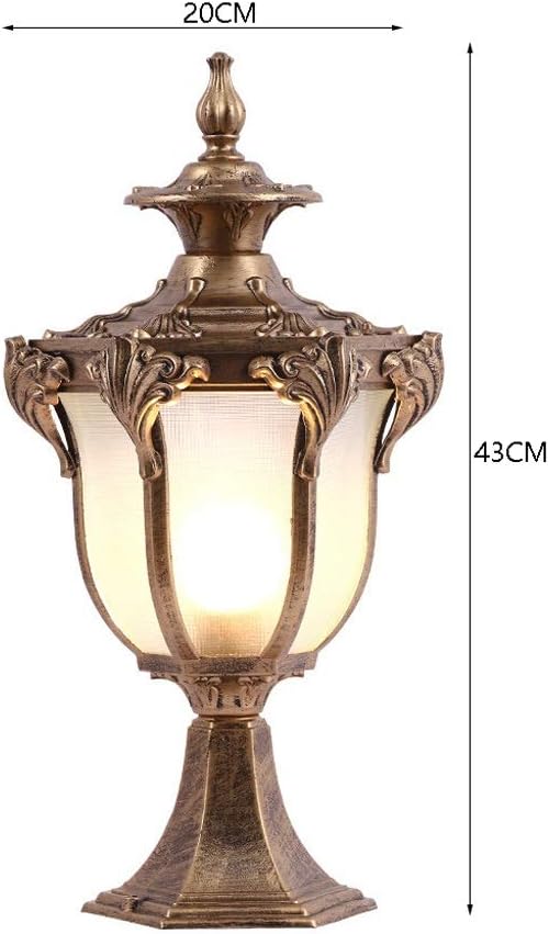 Vintage Retro IP44 Aluminum Lantern Patio Post Light Rustproof Pillar Lights IP65 Victoria Glass Style Column E27 Waterproof LED