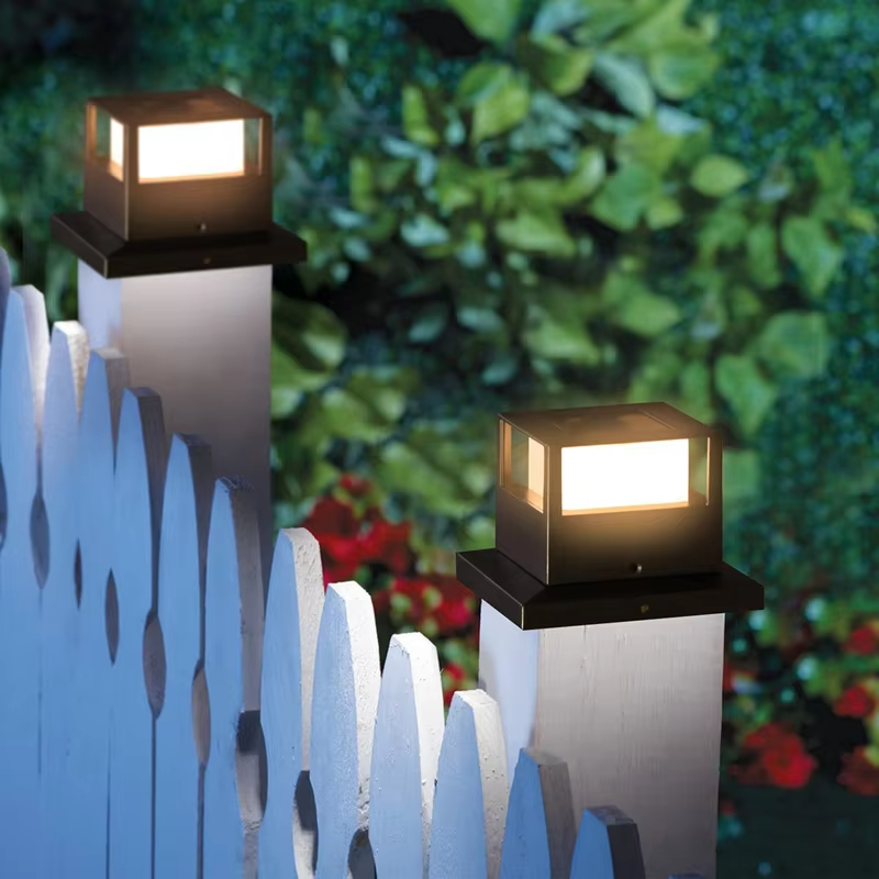 New Design Square Shape Led Pillar Lamp Solar Post Pillar Light Fits 4x4, 5x5 or 6x6 Wooden Posts Outdoor for Garden Fence