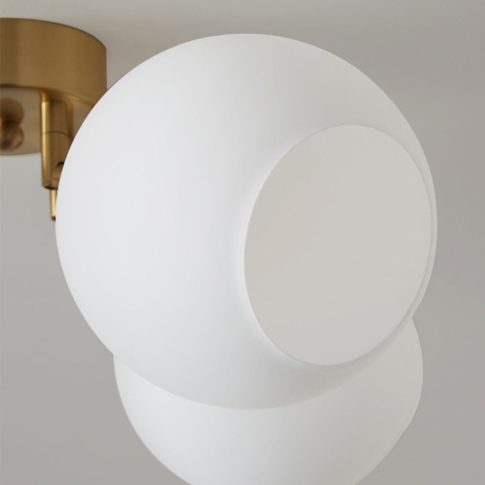 Modern Indoor Copper Boom Base Ceiling Chandelier with Multi-Light LED Elegant White Glass Pendant Lamp for Living Dining Room