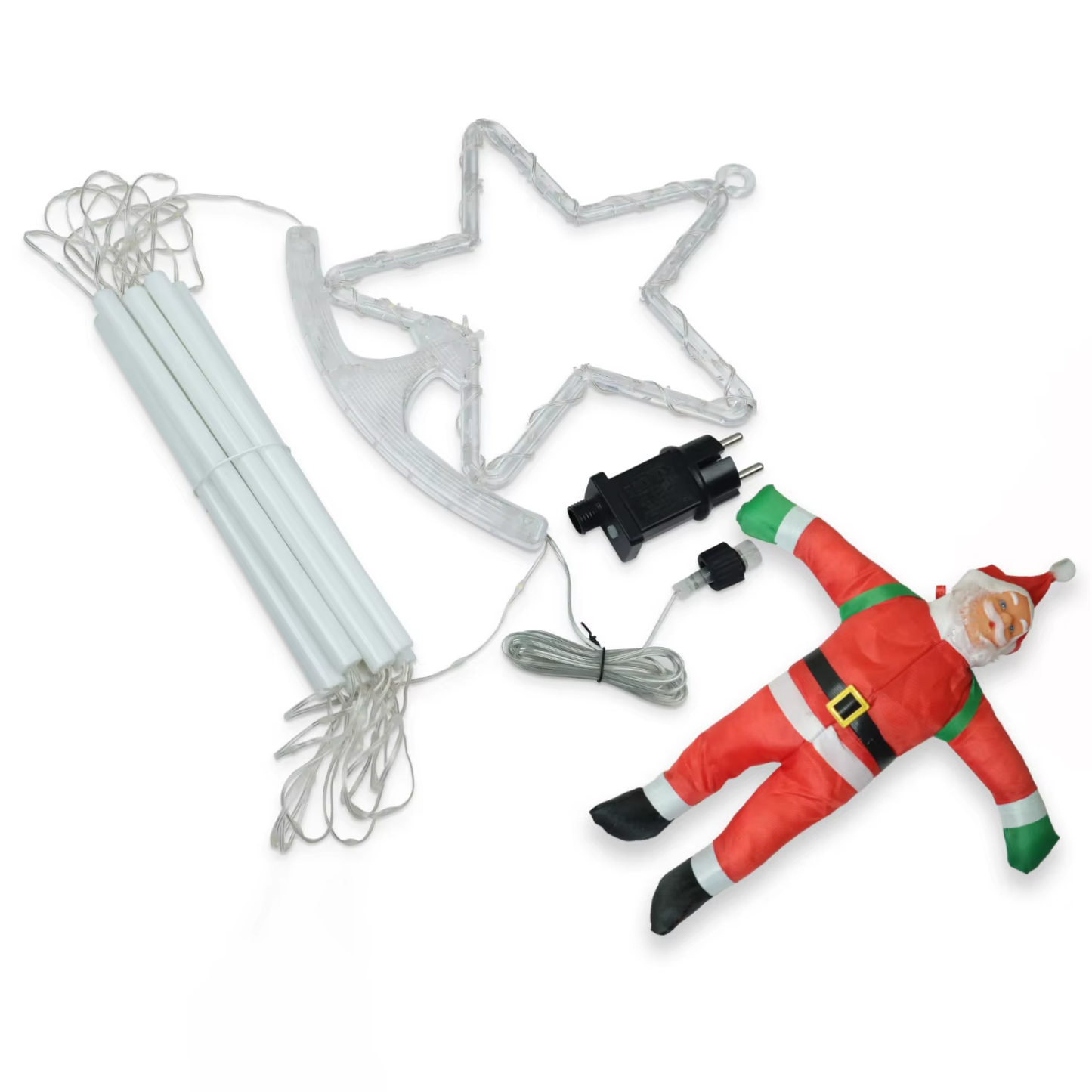 New Star Outdoor Waterproof LED Staircase Ladder Lights Five-Pointed Star Santa Claus Christmas Holiday Decorative String