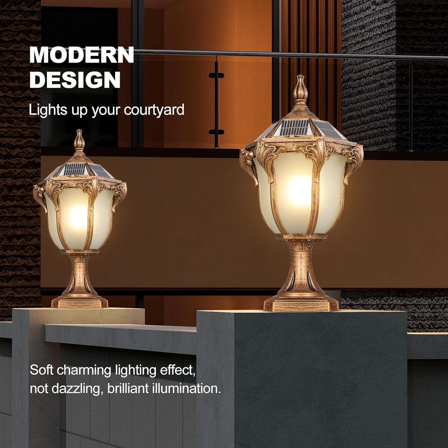 Outdoor Rustic Bronze Solar LED Column Caps Lamps IP65 Waterproof Deck Post Bollard Lighting Lawn Pillar Lights Pillar