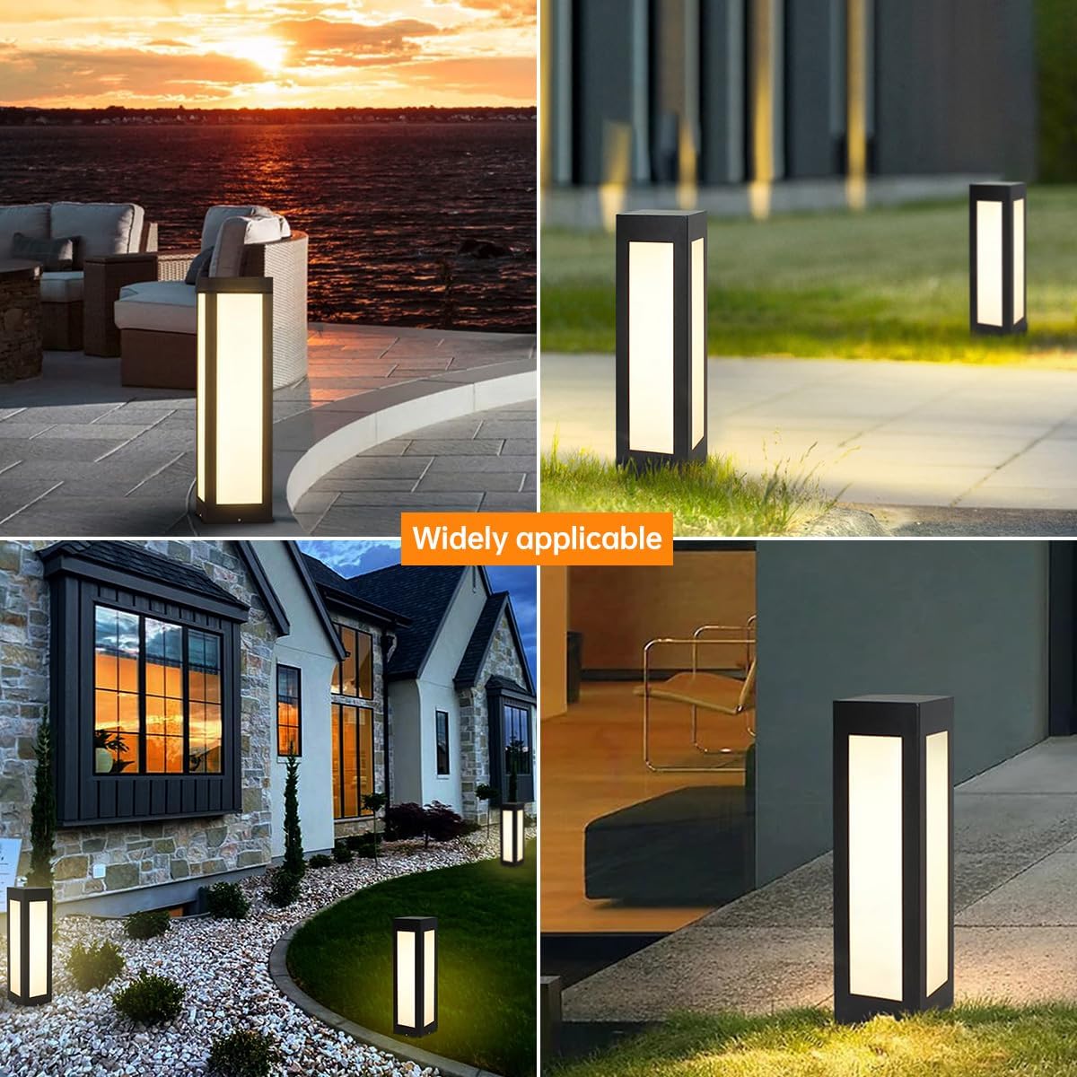 Modern Outdoor Solar LED Path Light 3000K Warm Lighting IP65 Waterproof Aluminum Lawn Floor Lantern Post Bollard Light Courtyard