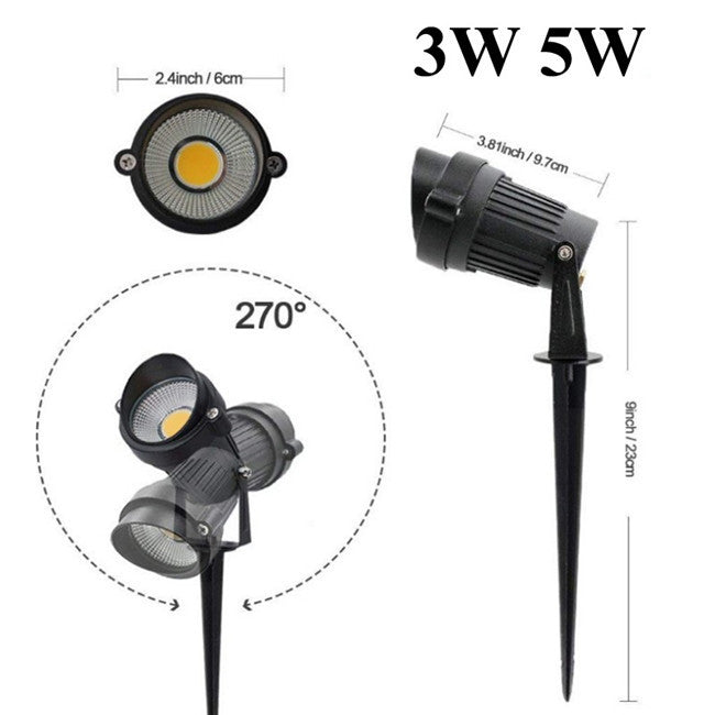 AC220V Dimmable LED Garden Spot Spike Light Outdoor Waterproof IP65 Landscape Lawn Lamp Aluminum Body Electric Power Supply
