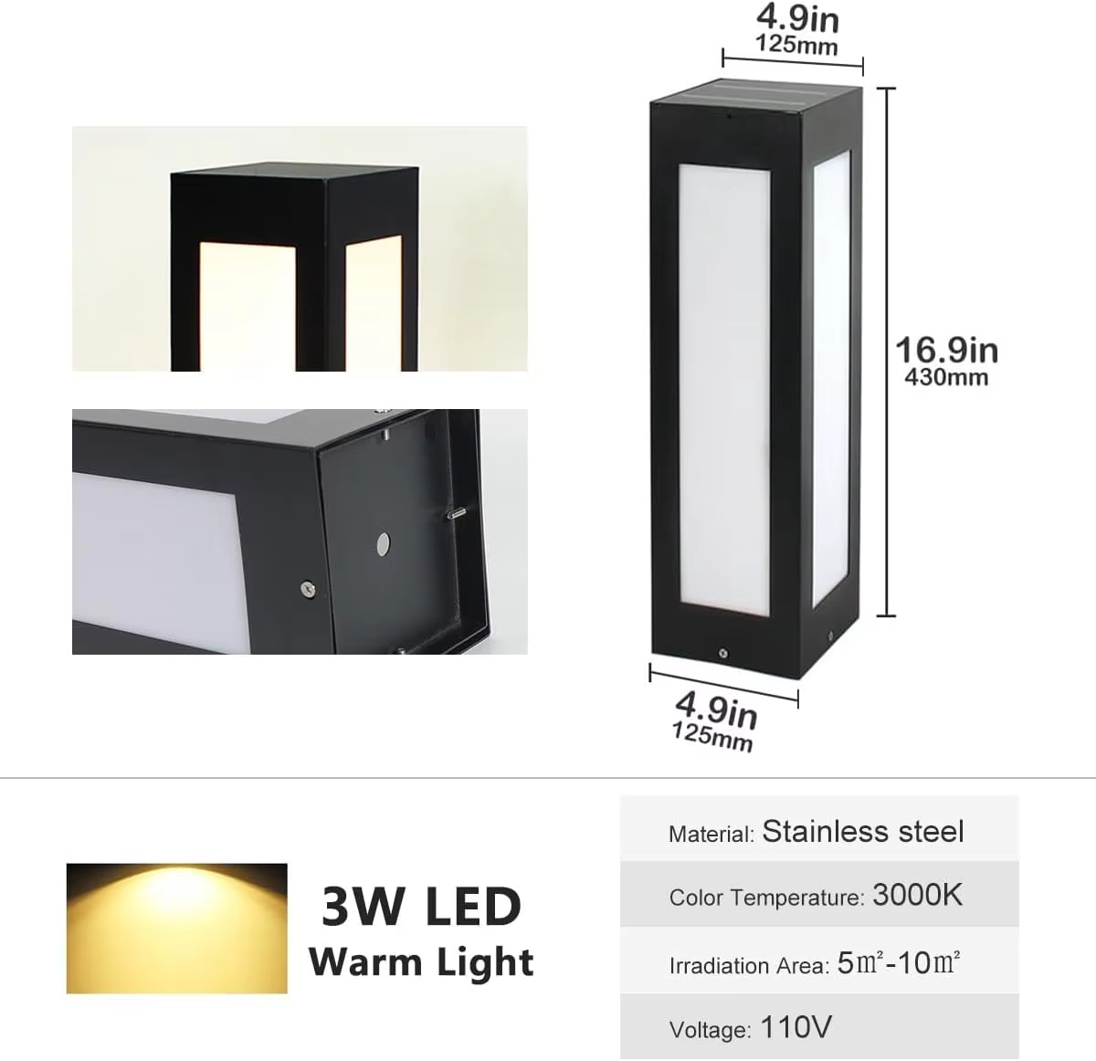 Modern IP65 Waterproof Aluminum LED Lawn Light 3000K Warm White Lighting Garden Decorations-Outdoor Solar Courtyard Pathway
