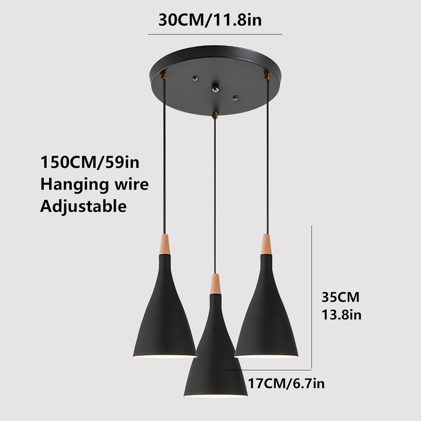 Modern Triple Pendant Lights Indoor Metal Shade Hanging Lamp Kitchen Island Lighting Dining Living Room Height Chandeliers LED