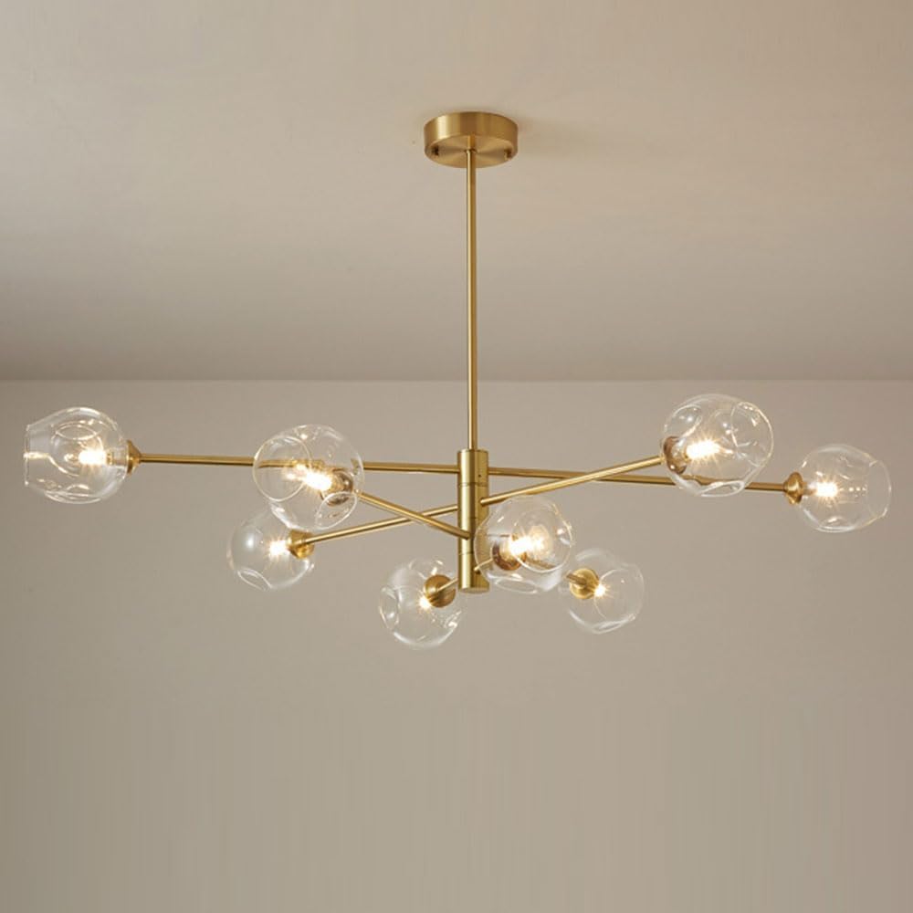 Elegant Indoor Copper Ceiling Light Fixture Creative Glass Pendant Multi-Lights Chandelier Living Kitchen Dining Room Boom Base