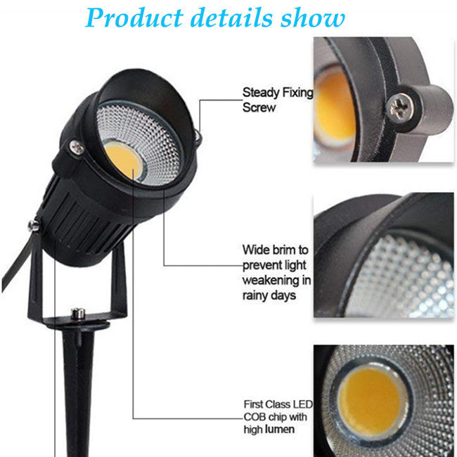 AC220V Dimmable LED Garden Spot Spike Light Outdoor Waterproof IP65 Landscape Lawn Lamp Aluminum Body Electric Power Supply