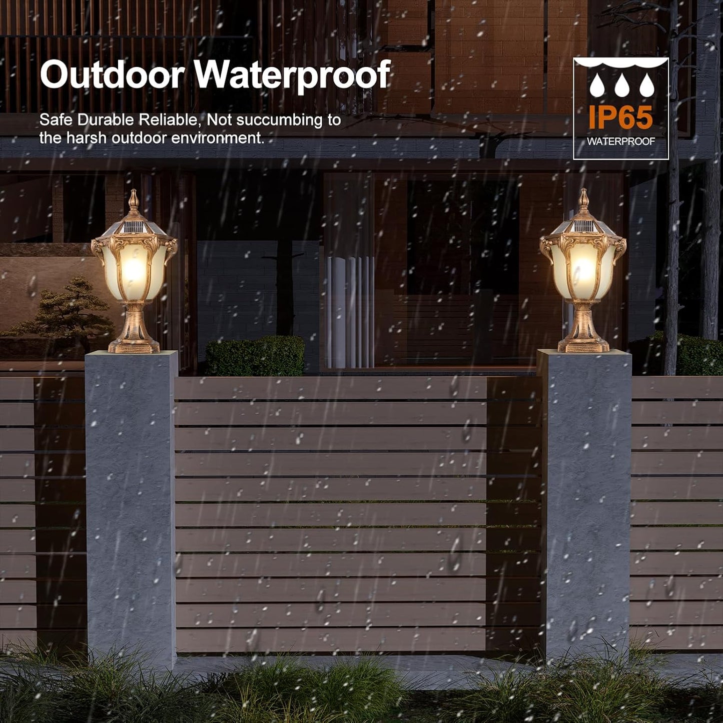 Outdoor Rustic Bronze Solar LED Column Caps Lamps IP65 Waterproof Deck Post Bollard Lighting Lawn Pillar Lights Pillar