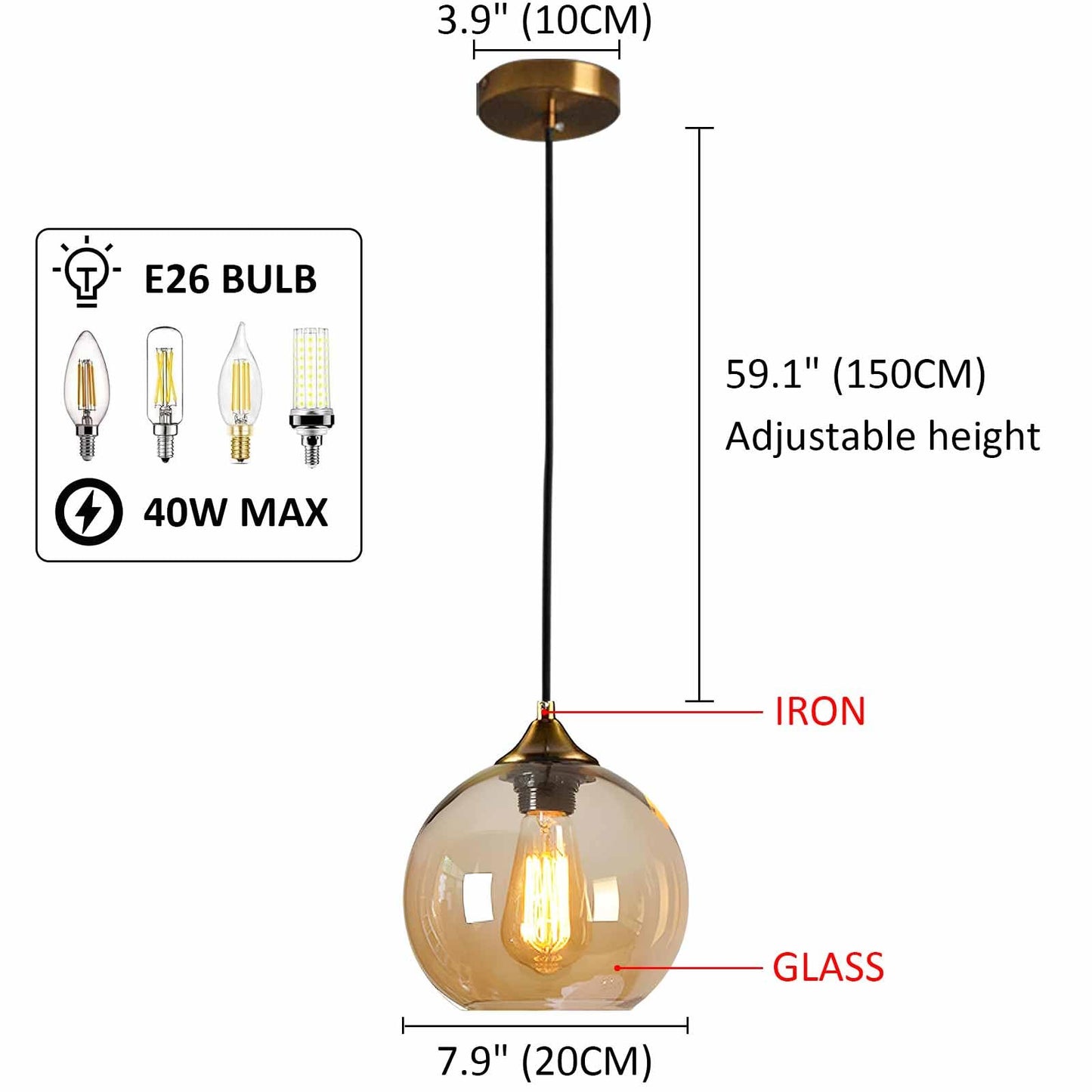 Modern LED Glass Chandelier Pendant Light Classic E27 Ceiling Light Restaurant 80 Yellow Warehouse Slope 270 Easy Hanging