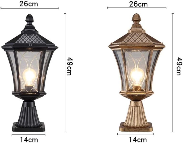 Retro E27 Wall Column Light Outdoor Waterproof Antirust Die-cast Aluminum Metal Post Lamp Villa Lawn Garden Fence Lighting