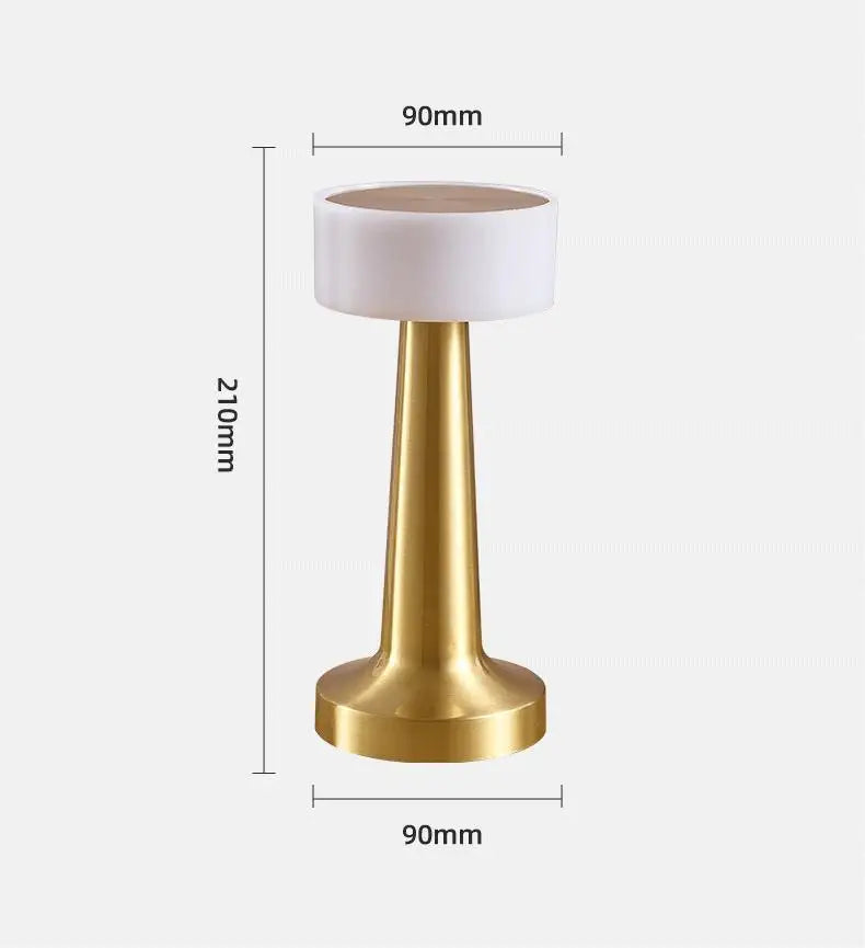 Hot Selling Modern Nordic Metal Gold LED Dining Table Lamp Round Shade Bedroom Bedside Lamps with Rechargeable Power Supply