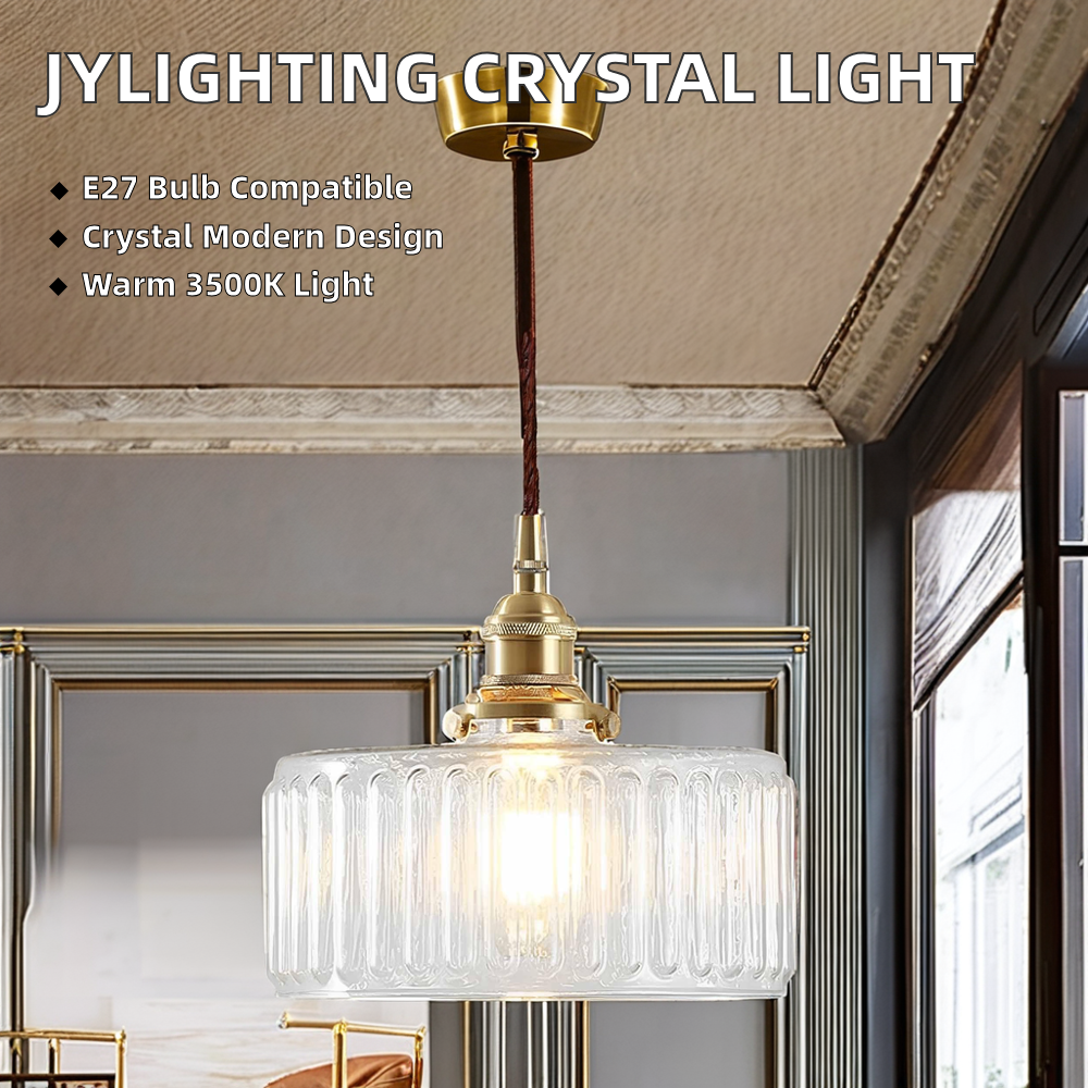 Modern Nordic Pendant Light Single Head Round Crystal Chandelier with LED Glass Material