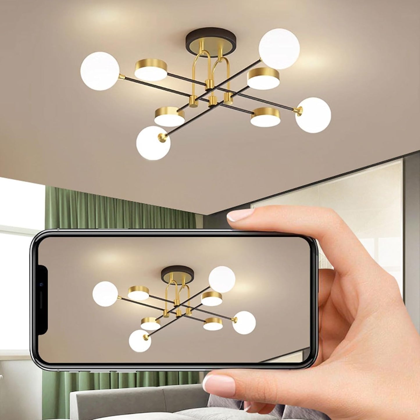 Mid Century Modern LED Ceiling Lights Creative Indoor Chandeliers 3 Color Temperatures Living Room Dining Room Bedroom Kitchen
