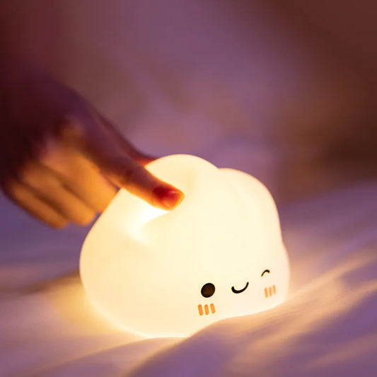 Gradient Night Light for Baby Rechargeable USB LED Lamp Silicone Tap Control Cloud Side Table Children's Desk Mini Size