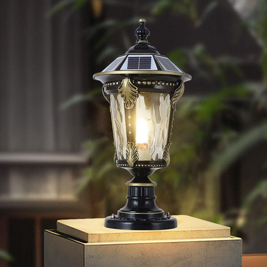 Modern LED Exterior Lamp Post Aluminum Glass Solar Powered with E27 Base Waterproof Deck Fence & Entry Lawn Lights 80"